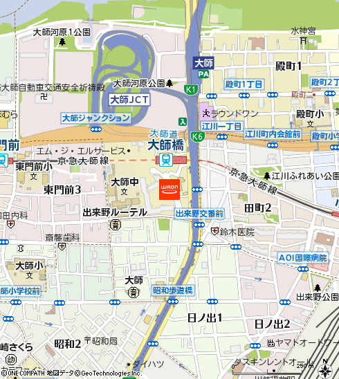 まいばすけっと大師橋駅前店付近の地図